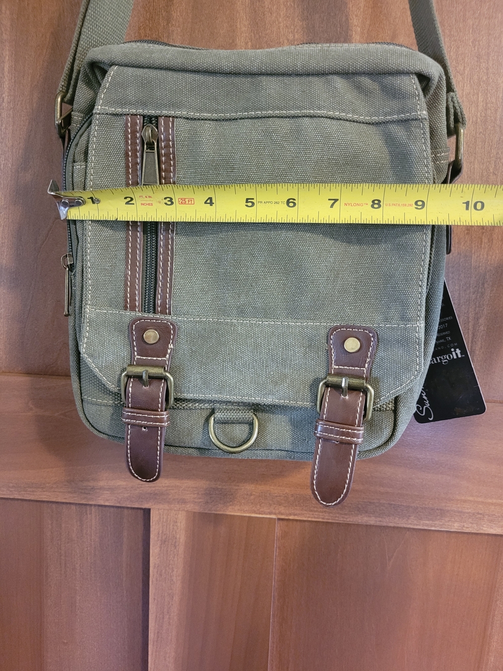 Canvas Crossbody Bag in Olive Green - Casual Everyday Carry - Picture 8 of 11